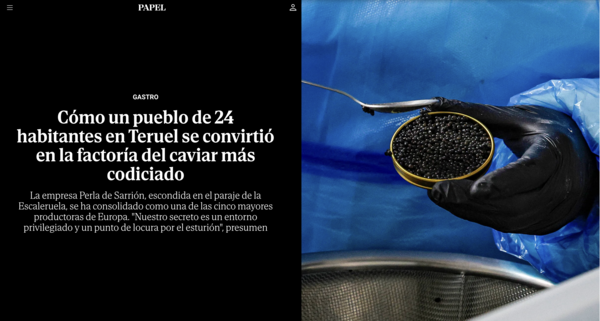 El Mundo - Papel - lata de caviar Perla de Sarrión