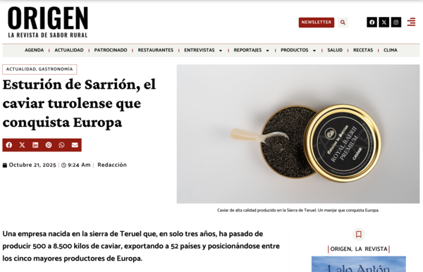 Revista sabor rural - Caviar esturión envase gourmet